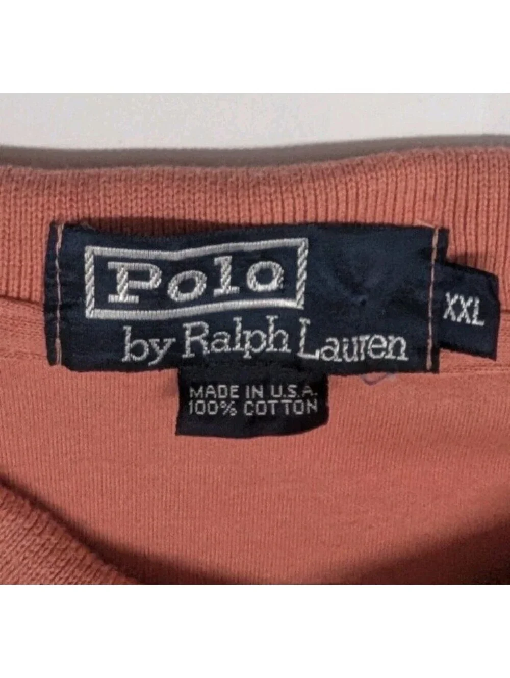 Polo Ralph Lauren Vintage 90s Mens 2XL XXL Salmon Pink Polo Shirt Made in USA